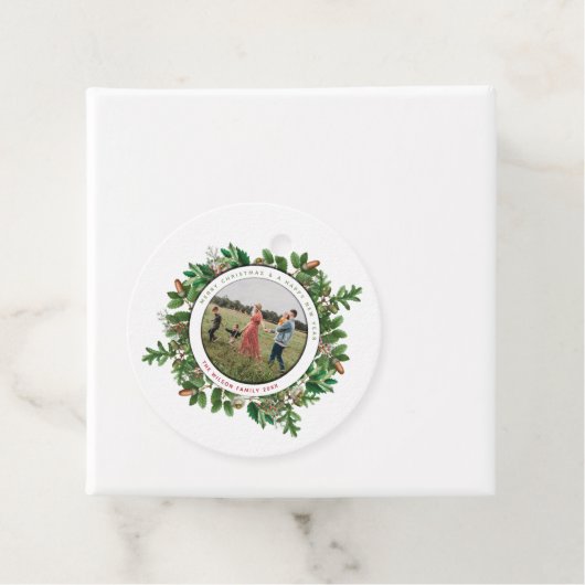 クリスマスコーンリース家族の写真ギフト フェイバータグ (インサイチュ)