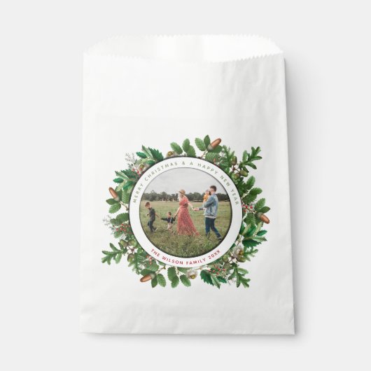 クリスマスコーンリース家族の写真 フェイバーバッグ (正面)