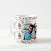 クリスマスコーン松の家族の写真のヴィンテージパターン コーヒーマグカップ (正面左)