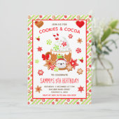 クリスマスコokiesとココアの誕生日グリーン 招待状 (スタンド正面)