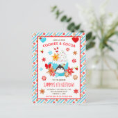 クリスマスコokiesとココアの誕生日ブルー ポストカード (スタンド正面)