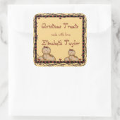 クリスマスコokies, ホリデージェンジャーブレッドステッカー スクエアシール (バッグ)