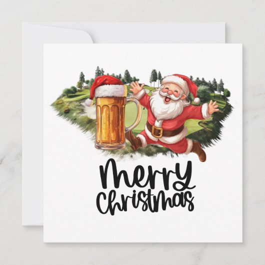 クリスマスゴルファーのためのサンタとビおもしろいール シーズンカード (正面)