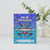 クリスマスゴルファーモノグラムデザイン シーズンポストカード (スタンド正面)