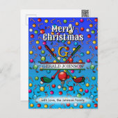 クリスマスゴルファーモノグラムデザイン シーズンポストカード (正面/裏面)