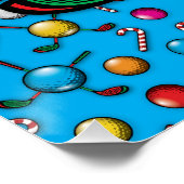 クリスマスゴルファーモノグラムデザイン ポスター (コーナー)