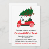 クリスマスゴルフカートのパレード招待状 招待状 (正面/裏面)