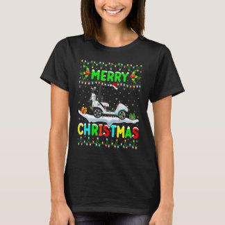 クリスマスゴルフカート照明サンタハットメリークリスマス Tシャツ