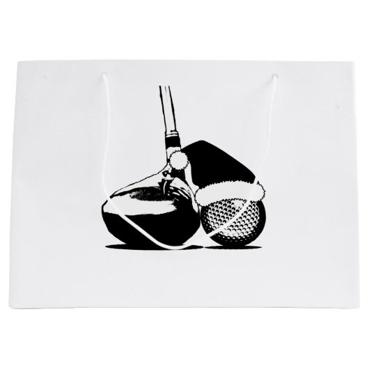 クリスマスゴルフクラブとボール ラージペーパーバッグ (正面)