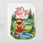 クリスマスゴルフコースにゴルフシャム猫 シーズンポストカード (正面/裏面)