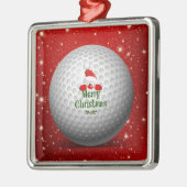 クリスマスゴルフサンタデザインホリデイ メタルオーナメント (左)