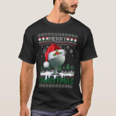 クリスマスゴルフサンタハットゴルファーおもしろい醜いクリスマス行く Tシャツ (正面)