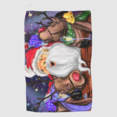 クリスマスゴルフタオルサンタとトナカイおもしろい ゴルフタオル (正面)