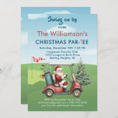 クリスマスゴルフテーマホリデーパーティパルティー 招待状 (正面/裏面)