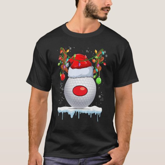 クリスマスゴルフトナディアサンタハットライトクリスマス少年 Tシャツ (正面)