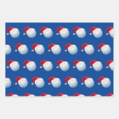 クリスマスゴルフボールスポーツサンタホリデーセット ラッピングペーパーシート (正面)