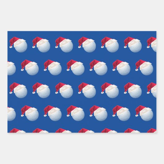 クリスマスゴルフボールスポーツサンタホリデーセット ラッピングペーパーシート (正面)