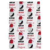 クリスマスゴルフボールスポーツ名前をカスタムする ミディアムペーパーバッグ (裏面)