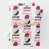 クリスマスゴルフボールスポーツ名前をカスタムする ラッピングペーパーシート (インサイチュ)