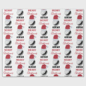 クリスマスゴルフボールスポーツ名前をカスタムする ラッピングペーパー (フラット)