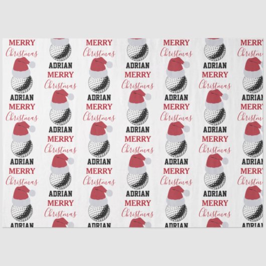 クリスマスゴルフボールスポーツ名前をカスタムする 薄葉紙 (正面)
