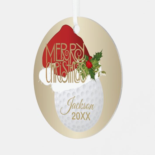 クリスマスゴルフボールセラミックスオーナメント メタルオーナメント (正面左)