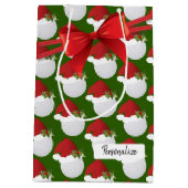クリスマスゴルフボールパターン ミディアムペーパーバッグ (裏面)