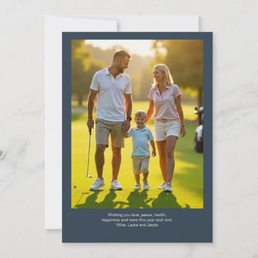 クリスマスゴルフボール雪だるま・家族写真海軍 シーズンカード (裏面)