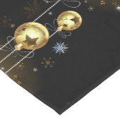 クリスマスゴールデンオーナメントシャイニースターブラック ショートテーブルランナー (コーナー)