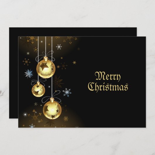 クリスマスゴールデンオーナメントシャイニースターブラック シーズンカード (正面/裏面)