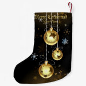 クリスマスゴールデンオーナメントシャイニースターブラック スモールクリスマスストッキング (裏面)