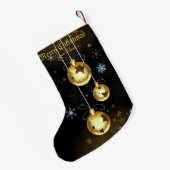 クリスマスゴールデンオーナメントシャイニースターブラック スモールクリスマスストッキング (裏面 (吊り時))