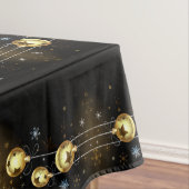 クリスマスゴールデンオーナメントシャイニースターブラック テーブルクロス (インサイチュ)