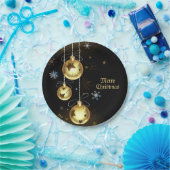 クリスマスゴールデンオーナメントシャイニースターブラック ペーパープレート (パーティー)