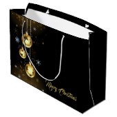 クリスマスゴールデンオーナメントシャイニースターブラック ラージペーパーバッグ (裏面アングル)