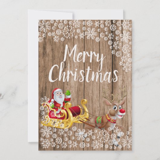 クリスマスゴールデンサンタスライススノーウッド招待状 招待状 (裏面)