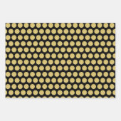 クリスマスゴールデンサンタドットとハート ラッピングペーパーシート (正面)