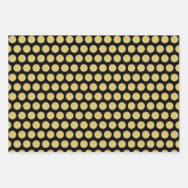 クリスマスゴールデンサンタドットとハート ラッピングペーパーシート