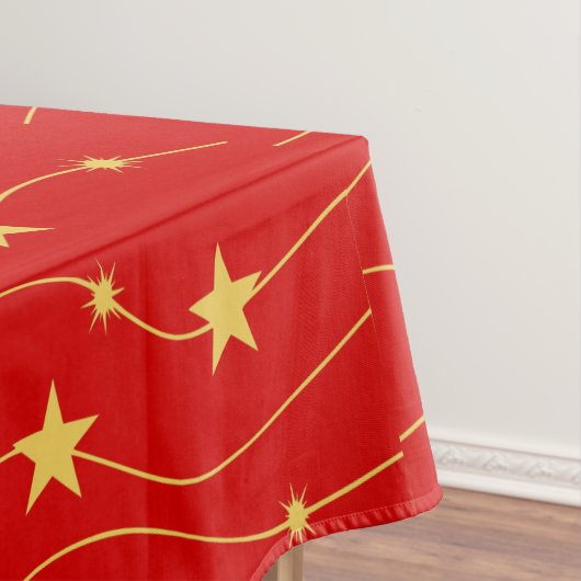 クリスマスゴールデンスターズスタイリッシュレッドホリデーズテーブル テーブルクロス (インサイチュ)