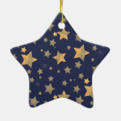 クリスマスゴールデンスターズネイビーブルークラシックエレガント セラミックオーナメント (裏面)