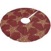 クリスマスゴールデンスターズレッドマロン ブラッシュドポリエステルツリースカート (アングル)