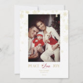 クリスマスゴールデンスノーフレーク&ホリーカスタムフォト シーズンカード (正面)