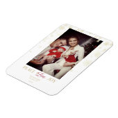 クリスマスゴールデンスノーフレーク&ホリーカスタムフォト マグネット (左側)