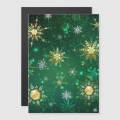 クリスマスゴールデンスノーフレークonグリーンバックグラウンド (正面/裏面)