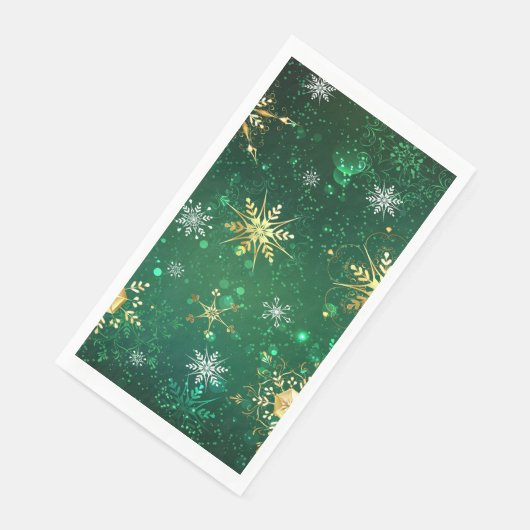 クリスマスゴールデンスノーフレークonグリーンバックグラウンド (コーナー)