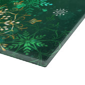 クリスマスゴールデンスノーフレークonグリーンバックグラウンド カッティングボード (角)