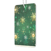 クリスマスゴールデンスノーフレークonグリーンバックグラウンド カーエアーフレッシュナー (左)