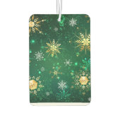 クリスマスゴールデンスノーフレークonグリーンバックグラウンド カーエアーフレッシュナー (裏面)