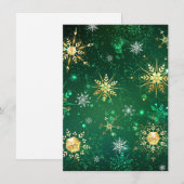 クリスマスゴールデンスノーフレークonグリーンバックグラウンド サンキューカード (正面/裏面)