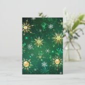 クリスマスゴールデンスノーフレークonグリーンバックグラウンド サンキューカード (スタンド正面)